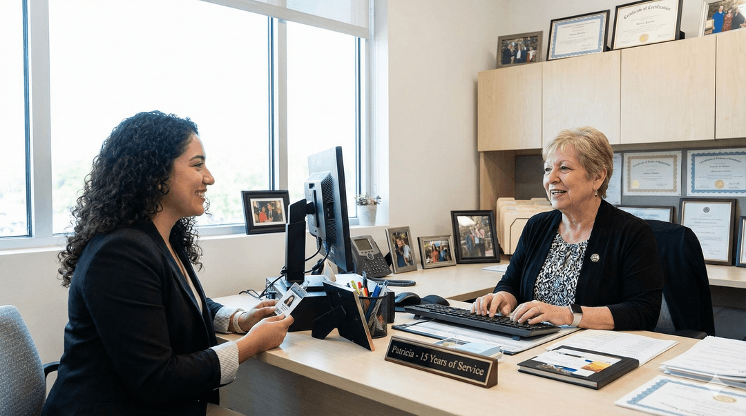 Roxana in an office meeting