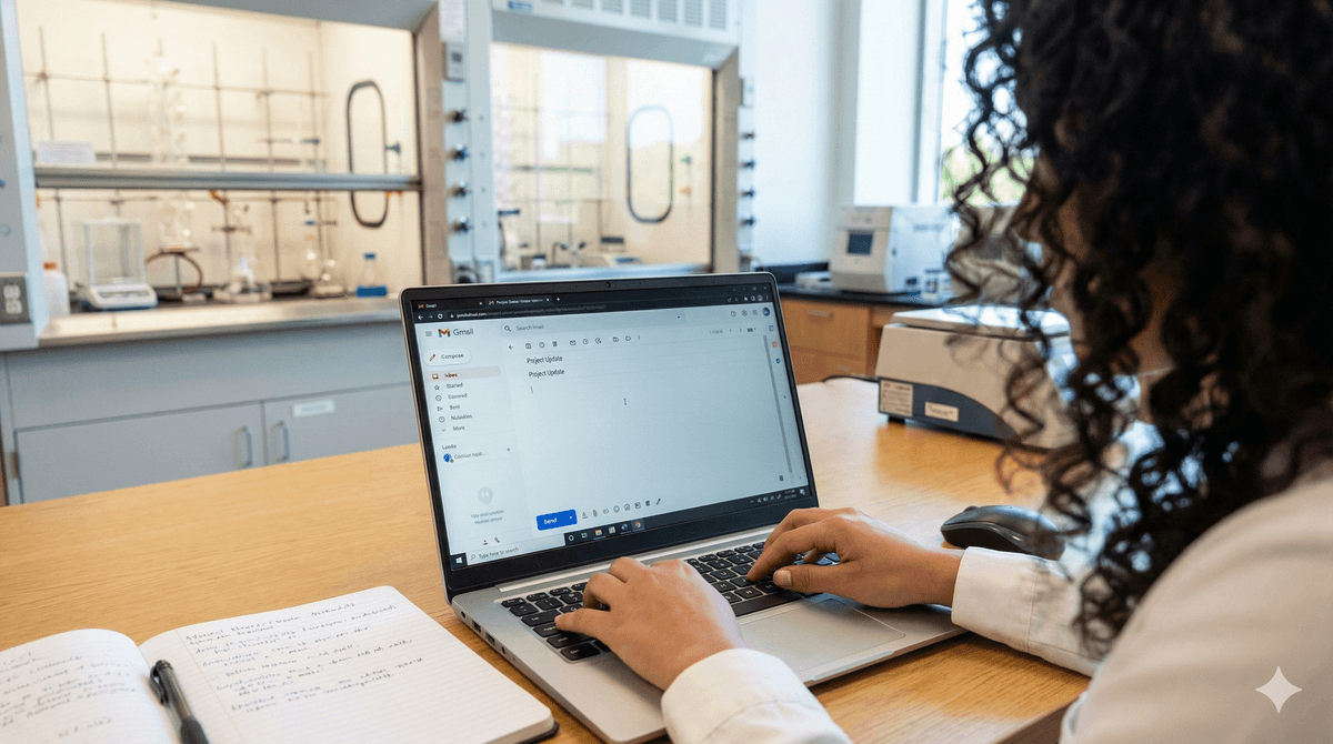 Roxana working in research lab